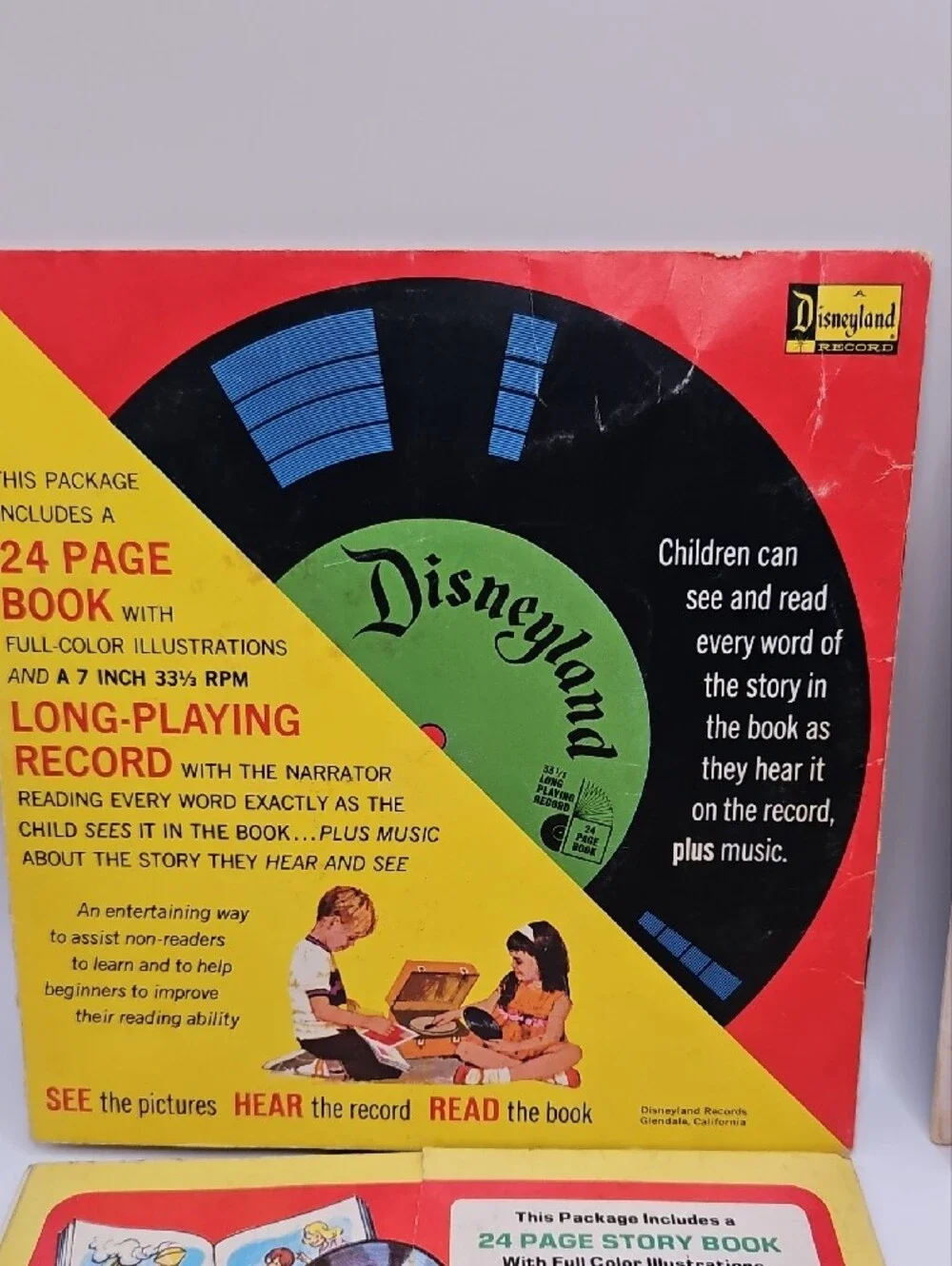 Vintage Lot 6 Vintage Book & Record Kids Variety 33 1/3 RPM & 45 RPM Collectible
